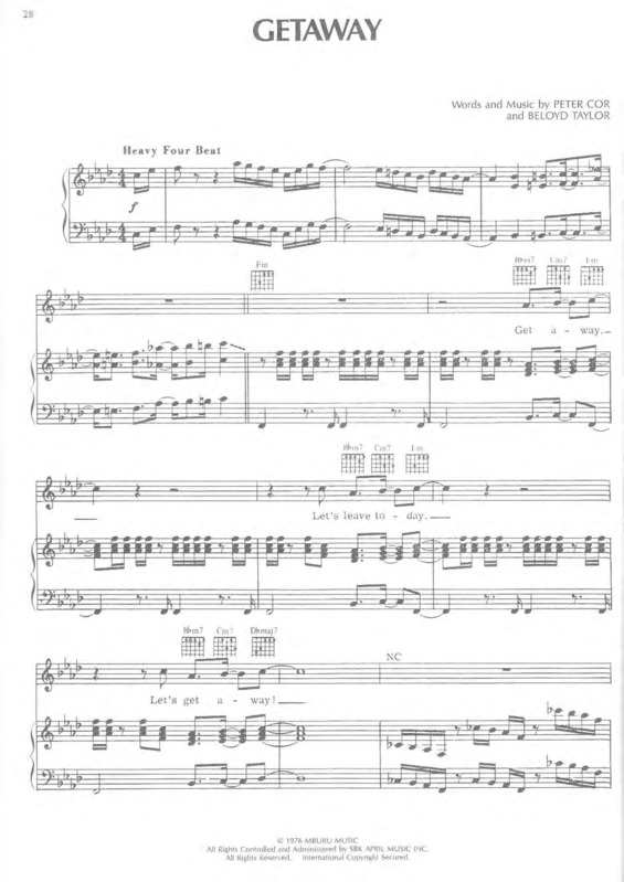 Partitura da música Getaway