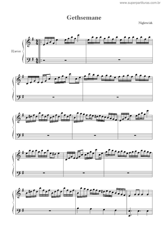 Partitura da música Gethsemane