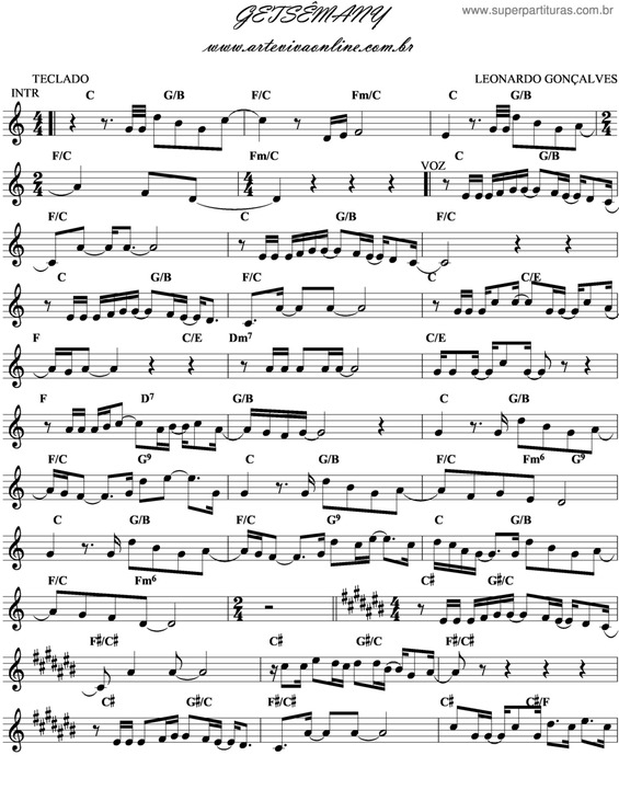 Partitura da música Getsêmany