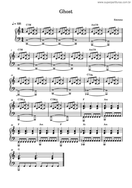 Partitura da música Ghost – Extreme