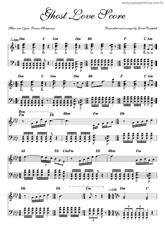 Partitura da música Ghost Love Score