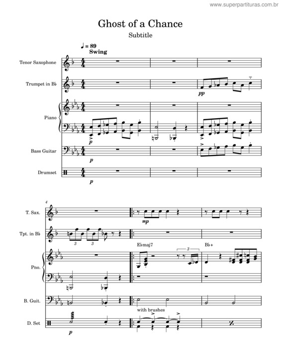 Partitura da música Ghost Of A Chance v.2