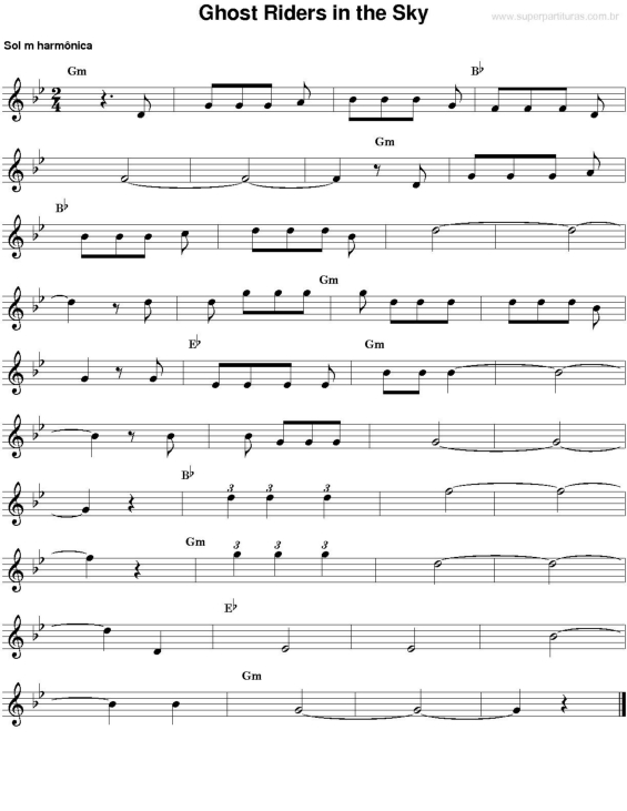 Partitura da música Ghost Riders in the Sky