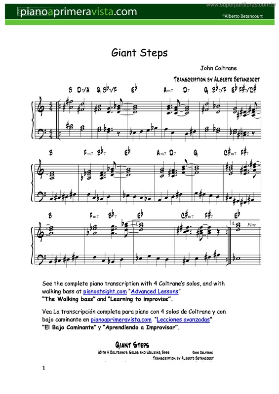 Partitura da música Giant Steps