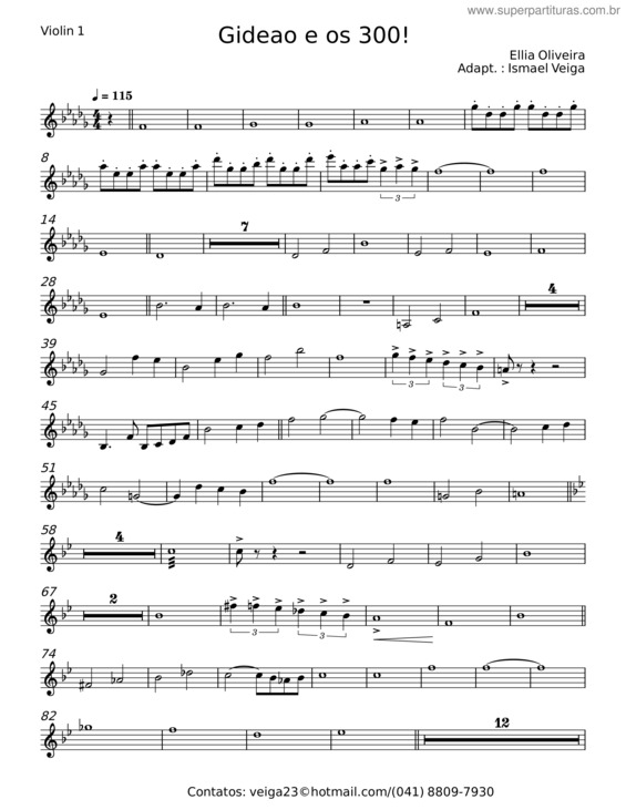 Partitura da música Gideao E Os 300! – Ellia Oliveira