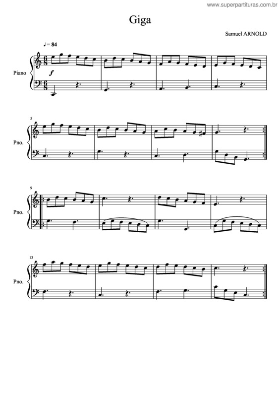 Partitura da música Giga – Sam Arnold