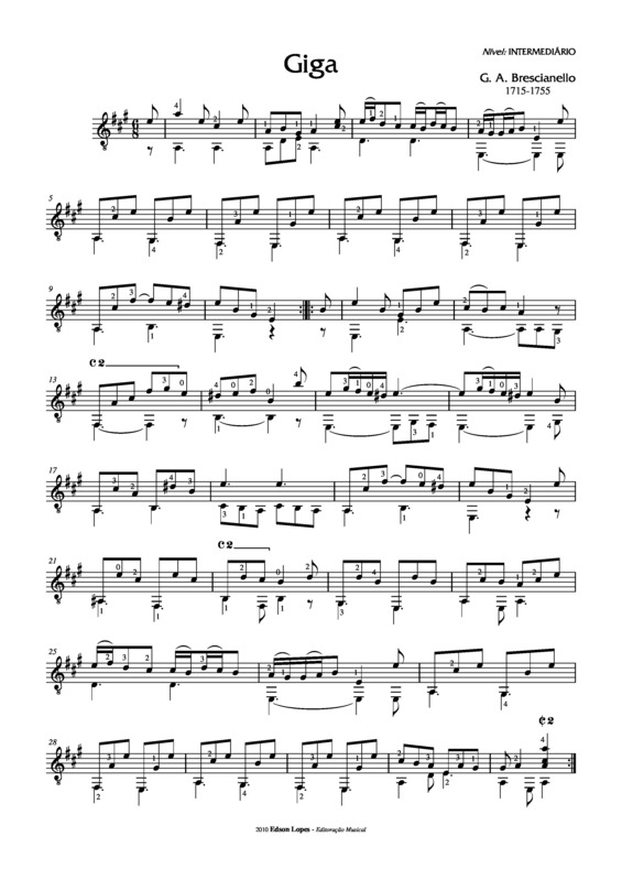 Partitura da música Giga