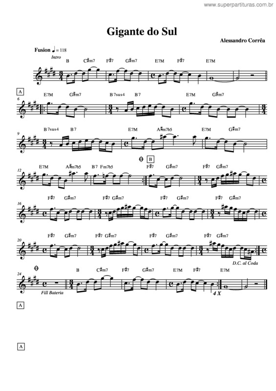 Partitura da música Gigante do Sul