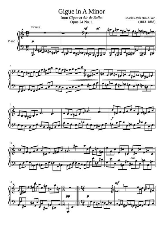 Partitura da música Gigue Opus 24 No. 1 In A Minor