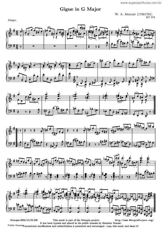 Partitura da música Gigue