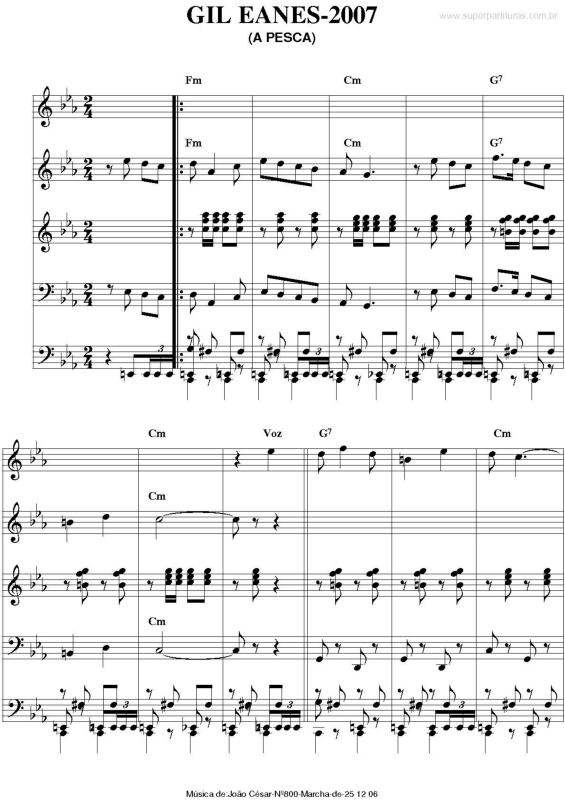 Partitura da música Gil Eanes - 2007 (A Pesca) v.2