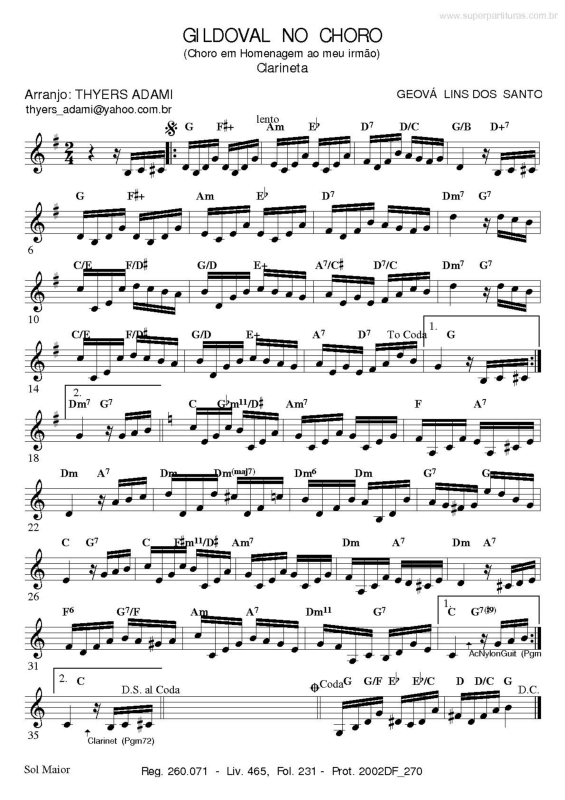 Partitura da música Gildoval no Choro v.2