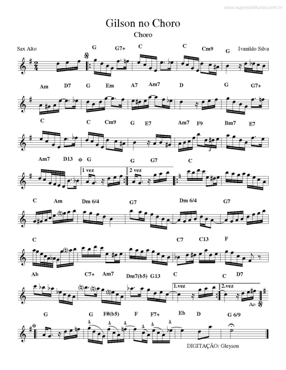 Partitura da música Gilson no Choro