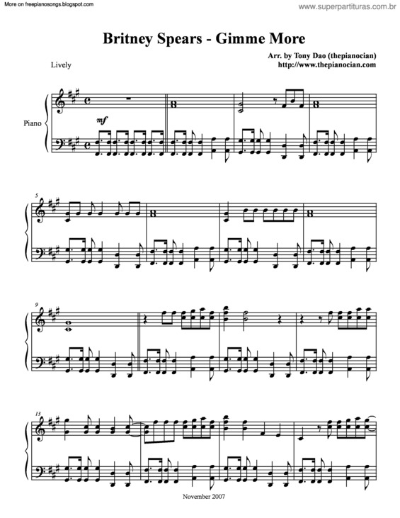 Partitura da música Gimme More v.2