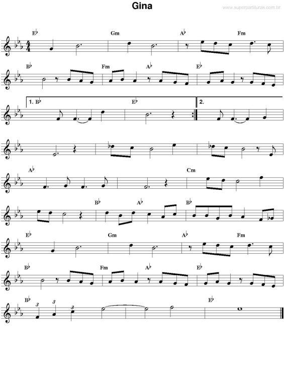 Partitura da música Gina