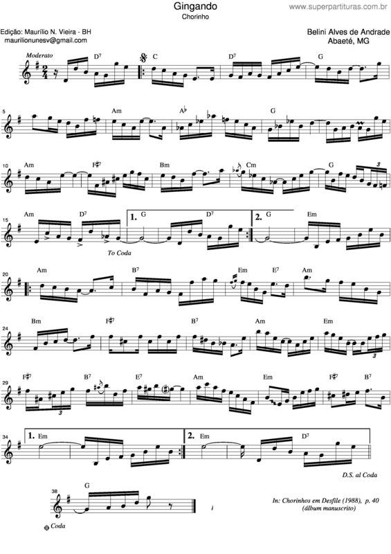 Partitura da música Gingando v.2