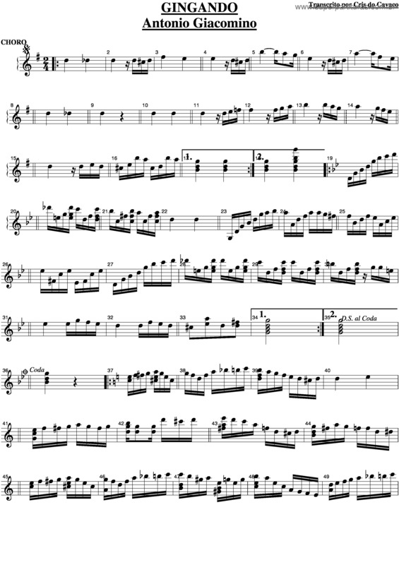 Partitura da música Gingando