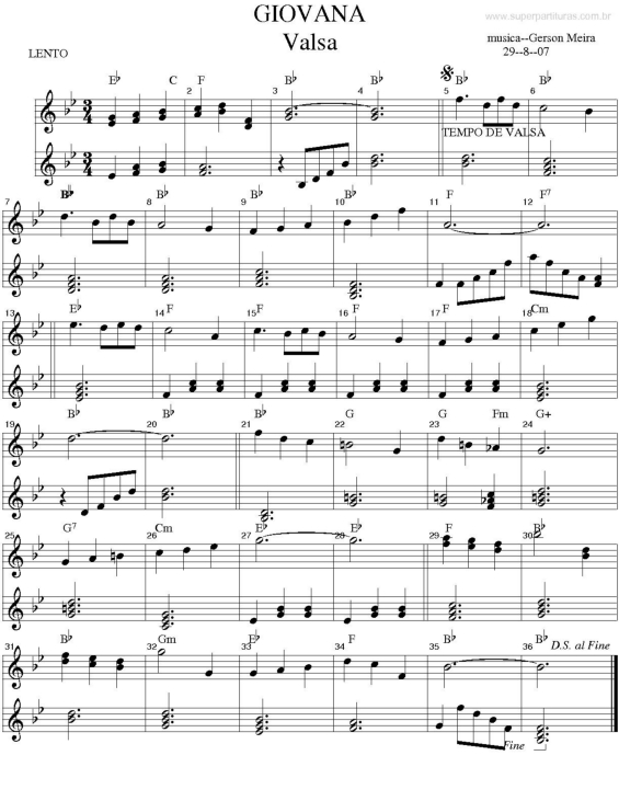 Partitura da música Giovana