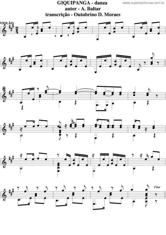 Partitura da música Giquipanga