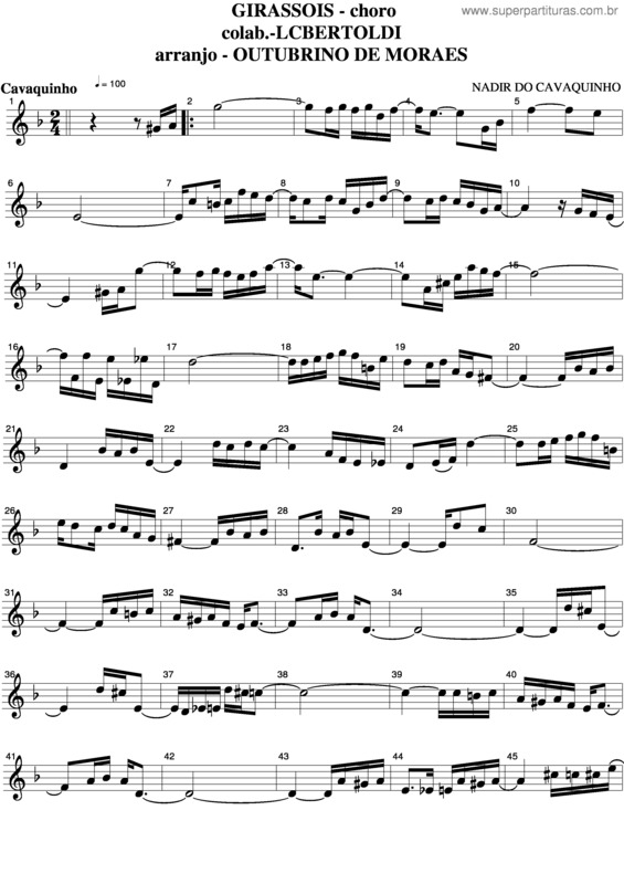 Partitura da música Girassóis v.2