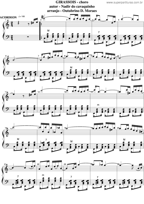 Partitura da música Girassóis v.4