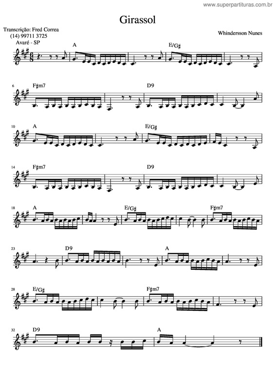 Partitura da música Girassol v.2