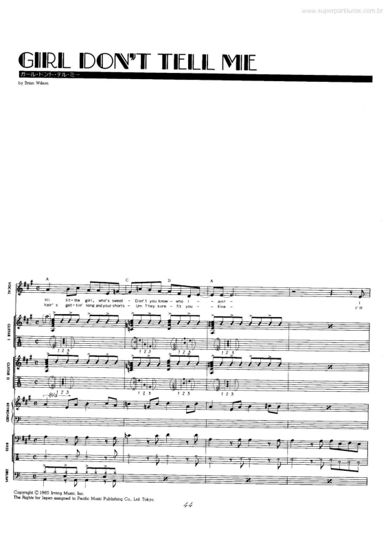 Partitura da música Girl Don`t Tell Me