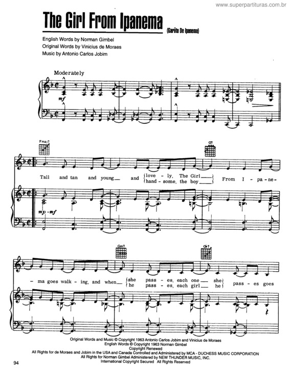 Partitura da música Girl From Ipanema v.4