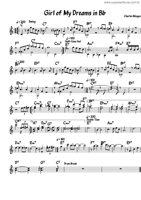 Partitura da música Girl Of My Dreams In Bb