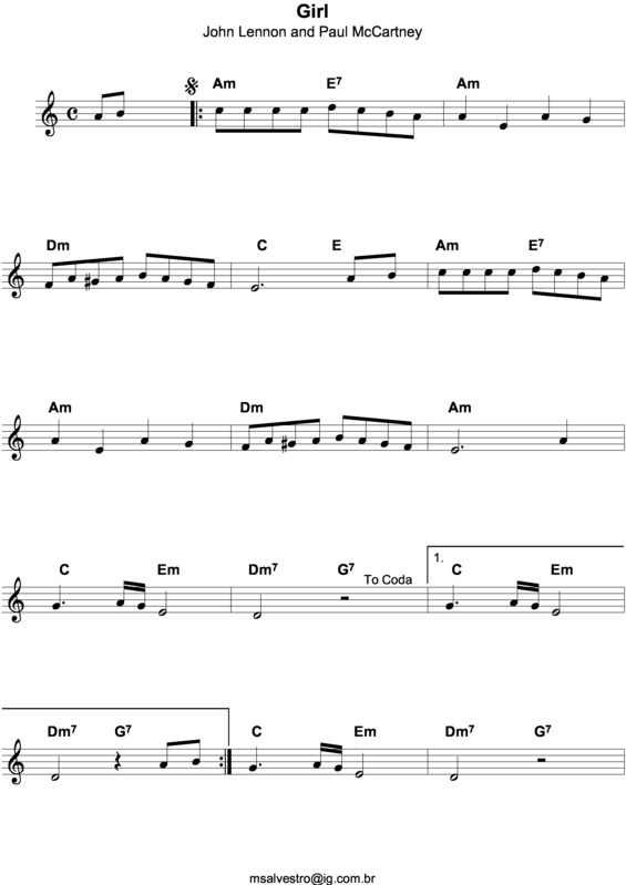 Partitura da música Girl v.6