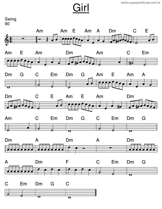 Partitura da música Girl v.9