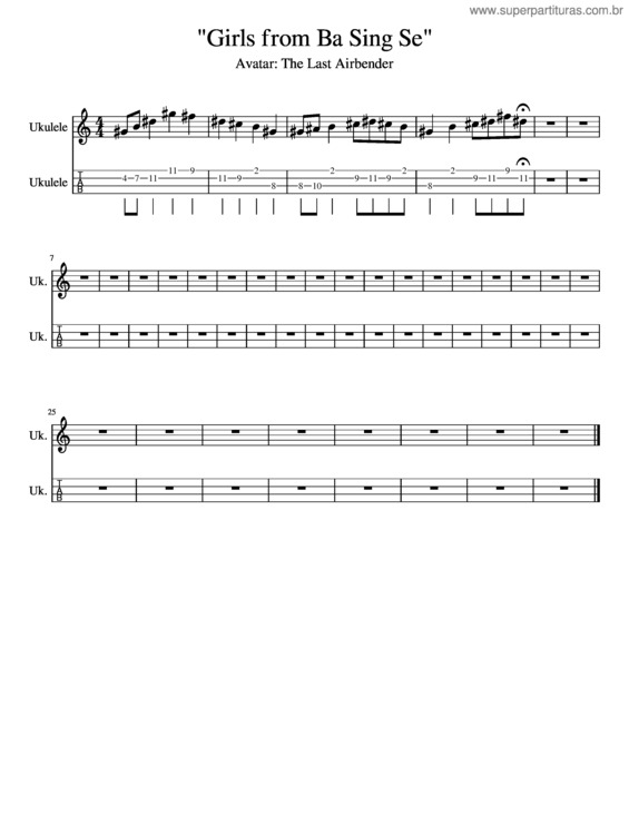 Partitura da música Girls From Ba Sing Se v.2