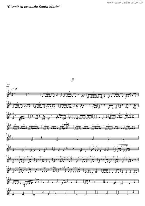 Partitura da música Gitano Tu Eres 3 Tromp