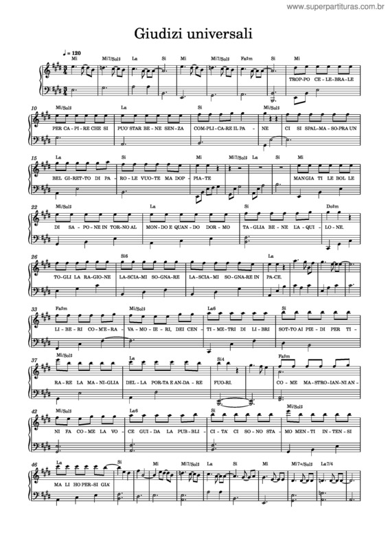 Partitura da música Giudizi Universali – Samuele Bersani