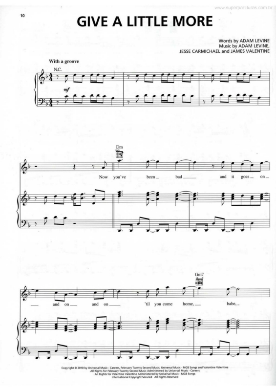 Partitura da música Give a Little More