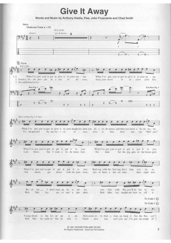 Partitura da música Give it Away