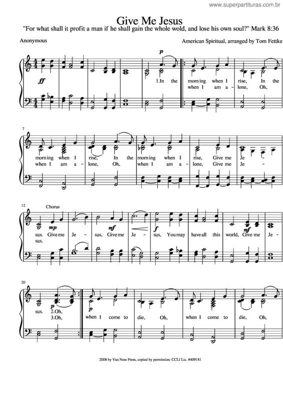 Partitura da música Give Me Jesus
