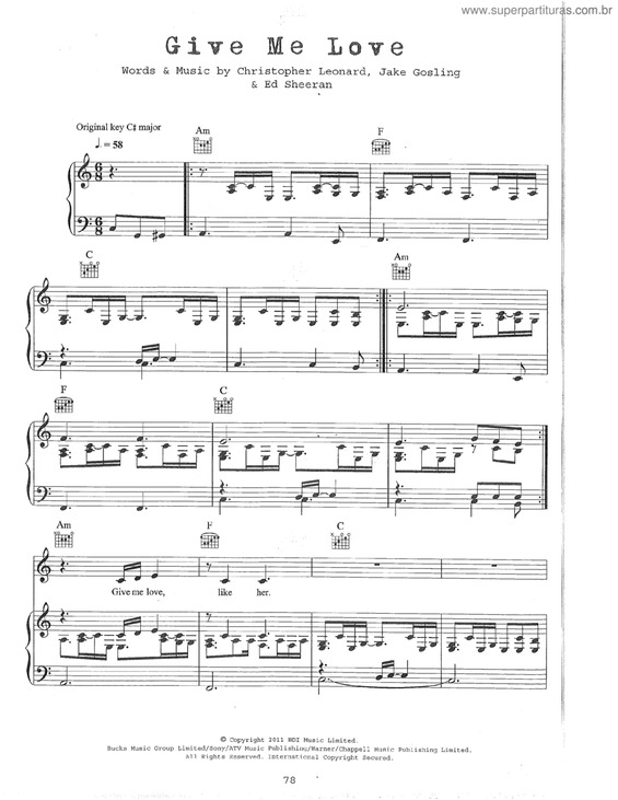 Partitura da música Give Me Love