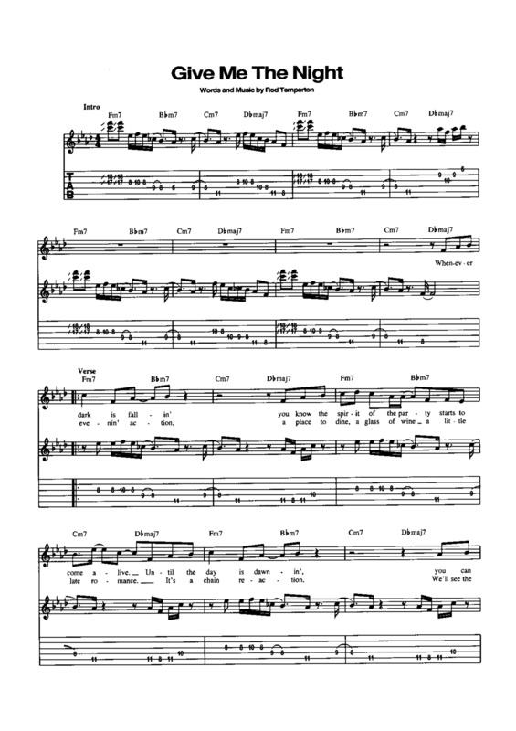 Partitura da música Give Me The Night v.2