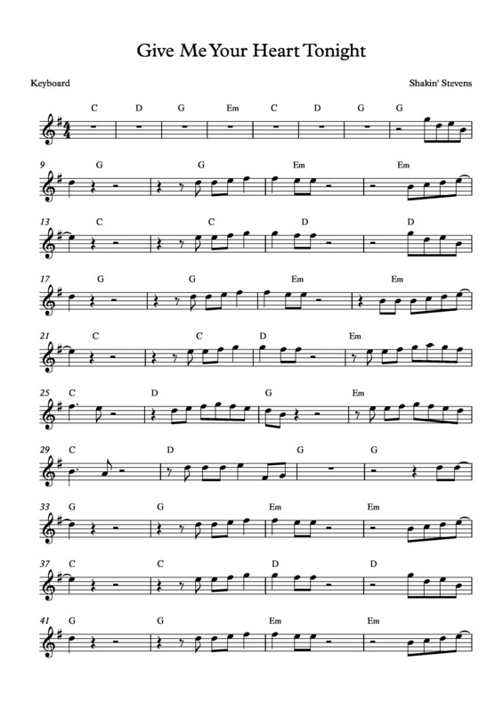 Partitura da música Give Me Your Heart Tonight v.5