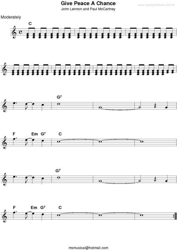 Partitura da música Give Peace A Chance v.2