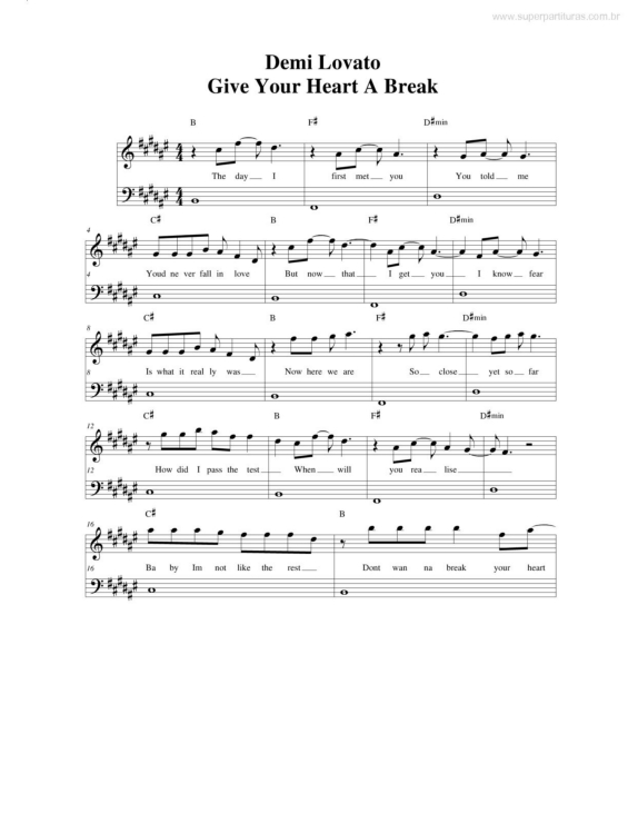 Partitura da música Give Your Heart a Break