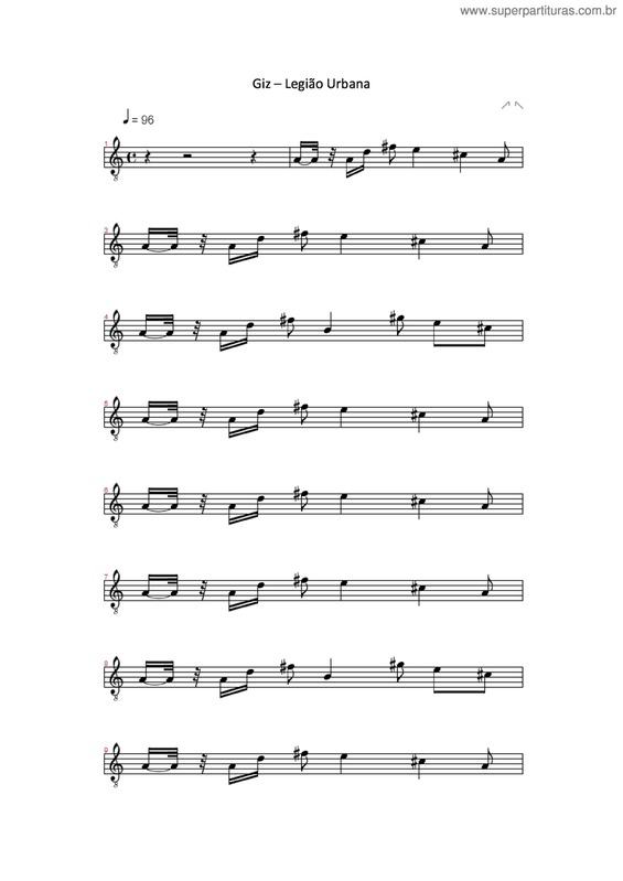 Partitura da música Giz