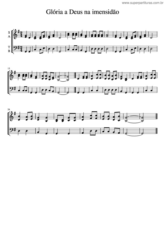 Partitura da música Gl Ria A Deus Na Imensid O