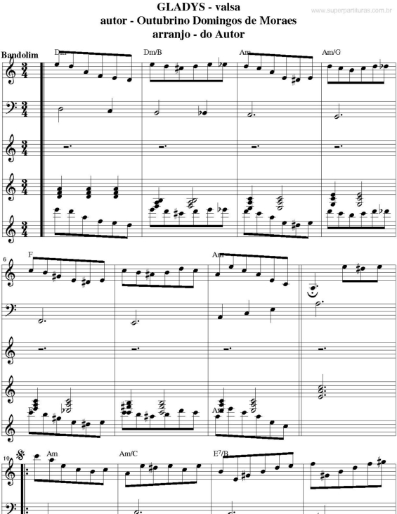 Partitura da música Gladys v.2