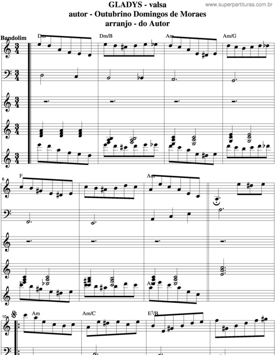 Partitura da música Gladys v.4