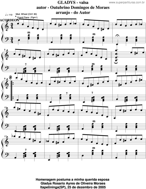 Partitura da música Gladys v.5