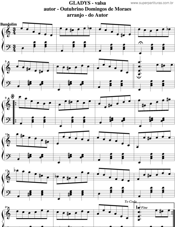 Partitura da música Gladys v.6