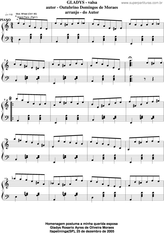 Partitura da música Gladys v.7