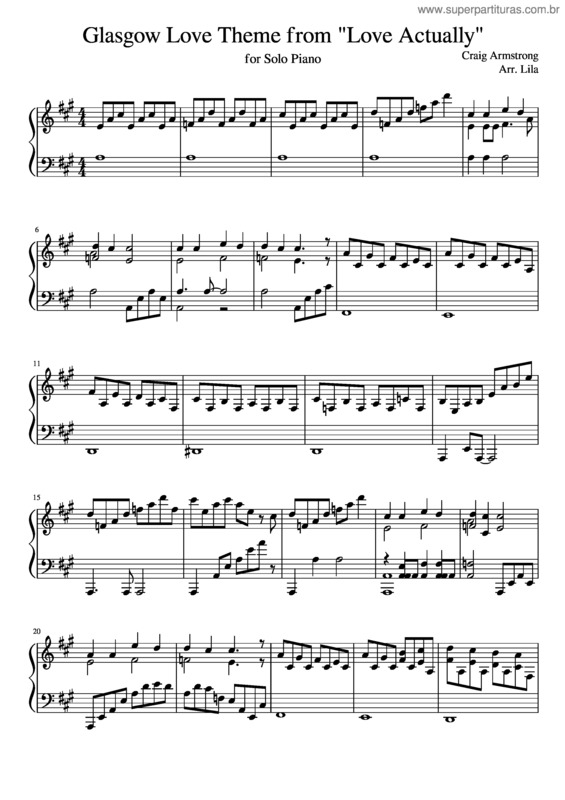 Partitura da música Glasgow Love Theme